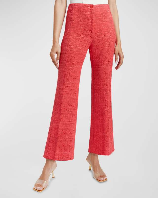 Liza Cropped Flare-Leg Tweed Pants